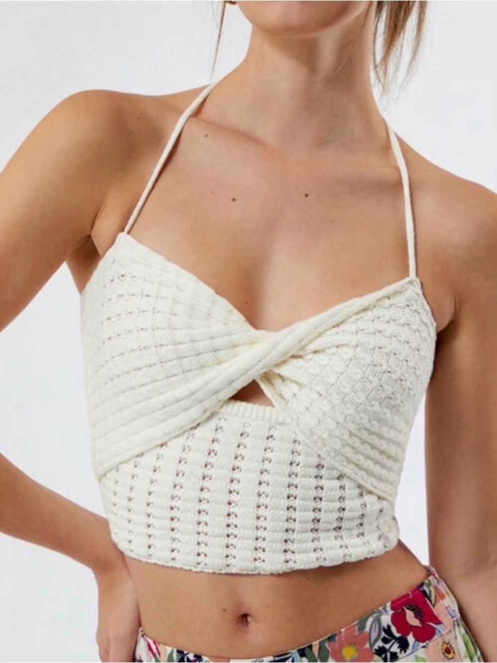 Roxy Venice Knit Halter Top -Egret Small